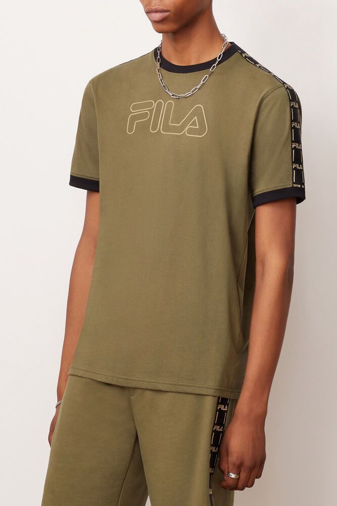 Fila Thebe T-Shirt Olive - Mens - 69430ACOP